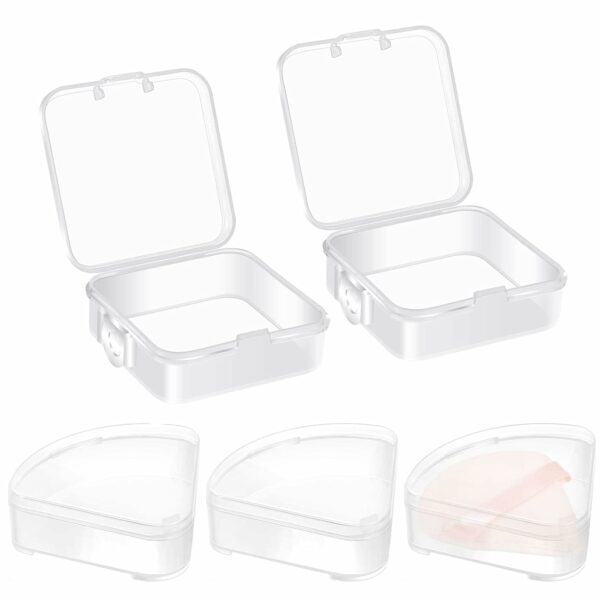 5 Pcs Makeup Puff Beauty Blender Holder Case Triangle Powder Puff Makeup Sponge Protective Container Storage Box for Travel (Transparent)