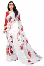 AARADHYA FASHION Women`s Digital Print Lycra Saree With Banglori Blouse Pieces