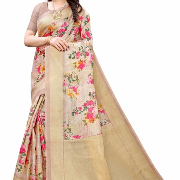 AARIKAA SYNCOT Women's Fancy Georgette Floral Printed Saree_36