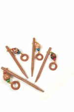 AB Beauty House®Handcrafted Multicolour Wooden Beads Hair Juda Stick for Women - Set of 4, Juda Stick, Juda Pin, Hair Pin,Hair Clip, Bun Stick