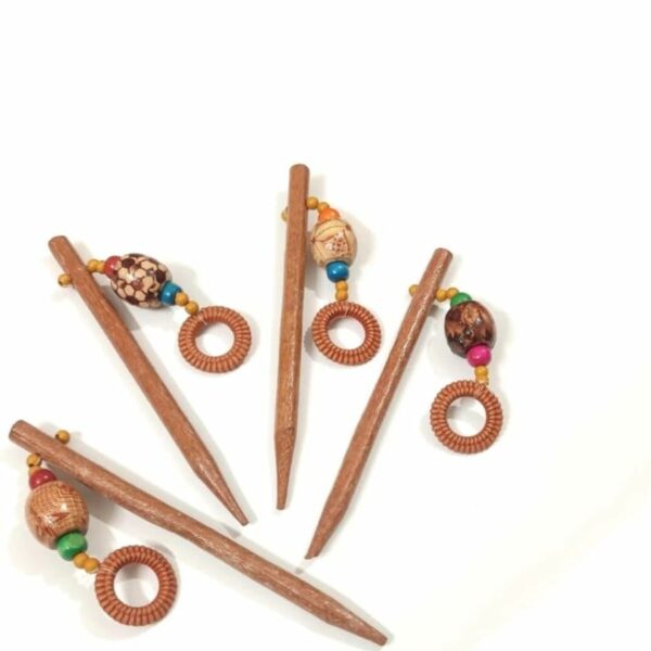 AB Beauty House®Handcrafted Multicolour Wooden Beads Hair Juda Stick for Women - Set of 4, Juda Stick, Juda Pin, Hair Pin,Hair Clip, Bun Stick