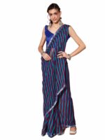 AKHILAM Women's Leheriya Chiffon Printed Saree With Unstitched Blouse Piece (F04QEN1803_Parent)