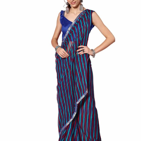 AKHILAM Women's Leheriya Chiffon Printed Saree With Unstitched Blouse Piece (F04QEN1803_Parent)