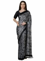 AKHILAM Women's Satin Saree With Blouse Piece