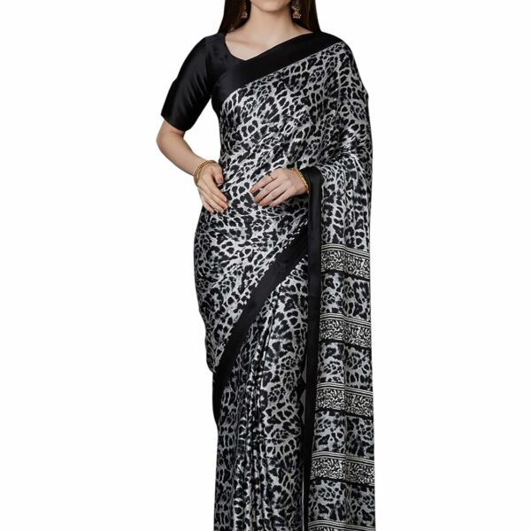 AKHILAM Women's Satin Saree With Blouse Piece