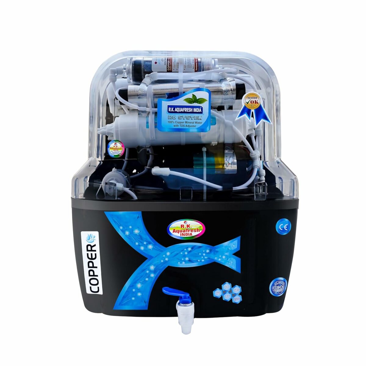 AQUA GRAND Ro Water Purifier with Copper + Uv + Uf + Tds Adjuster/Controller Water Filter for Home|12L|Black