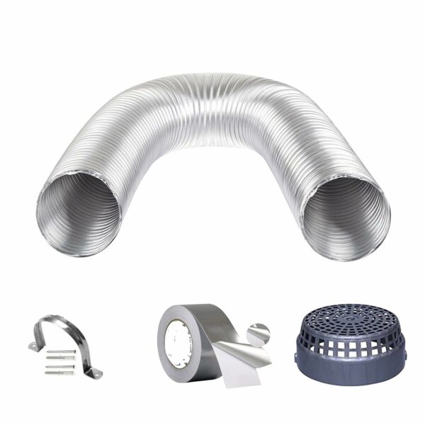 ARDNIB 6-inch Flexible Aluminum Duct Pipe for Kitchen Chimney (Expands Up to 6 ft) Comes with Free Cowl Cover, 2 Meters of Aluminum Tape & 1 Clamp for Hassel Free Installation