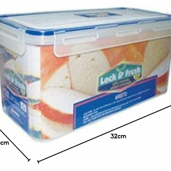 ARISTO Plastic Air Tight Kitchen Container/Box with Dry Storage System, 6070 Ml, Standard, Transparent, (32 x 15 x 19 CM)