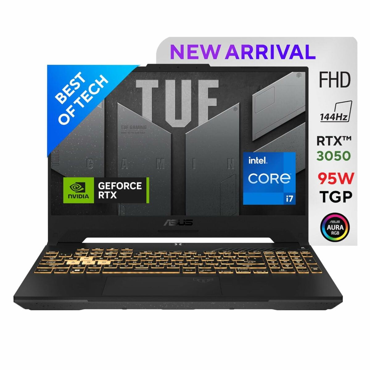 ASUS TUF Gaming F15, Intel Core i7 12700H 12th Gen, 15.6-inch FHD 144Hz, Gaming Laptop (16GB/512GB SSD/NVIDIA GeForce RTX 3050/Windows 11/90WHr/Jaeger Gray/2.2 Kg), FX577ZC-HN193W