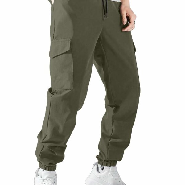 Aahwan Men's Solid Drawstring Waist Flap Pocket Side Cargo Pants…