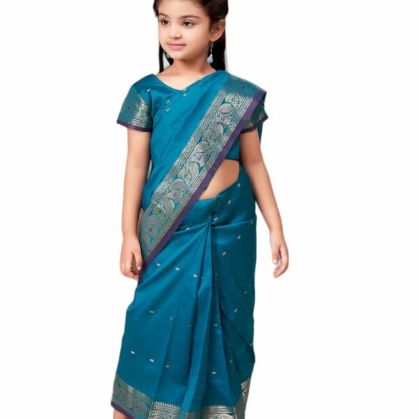 Aarika Girls Ethnic Wear Rani Colour Kalyani Silk Saree