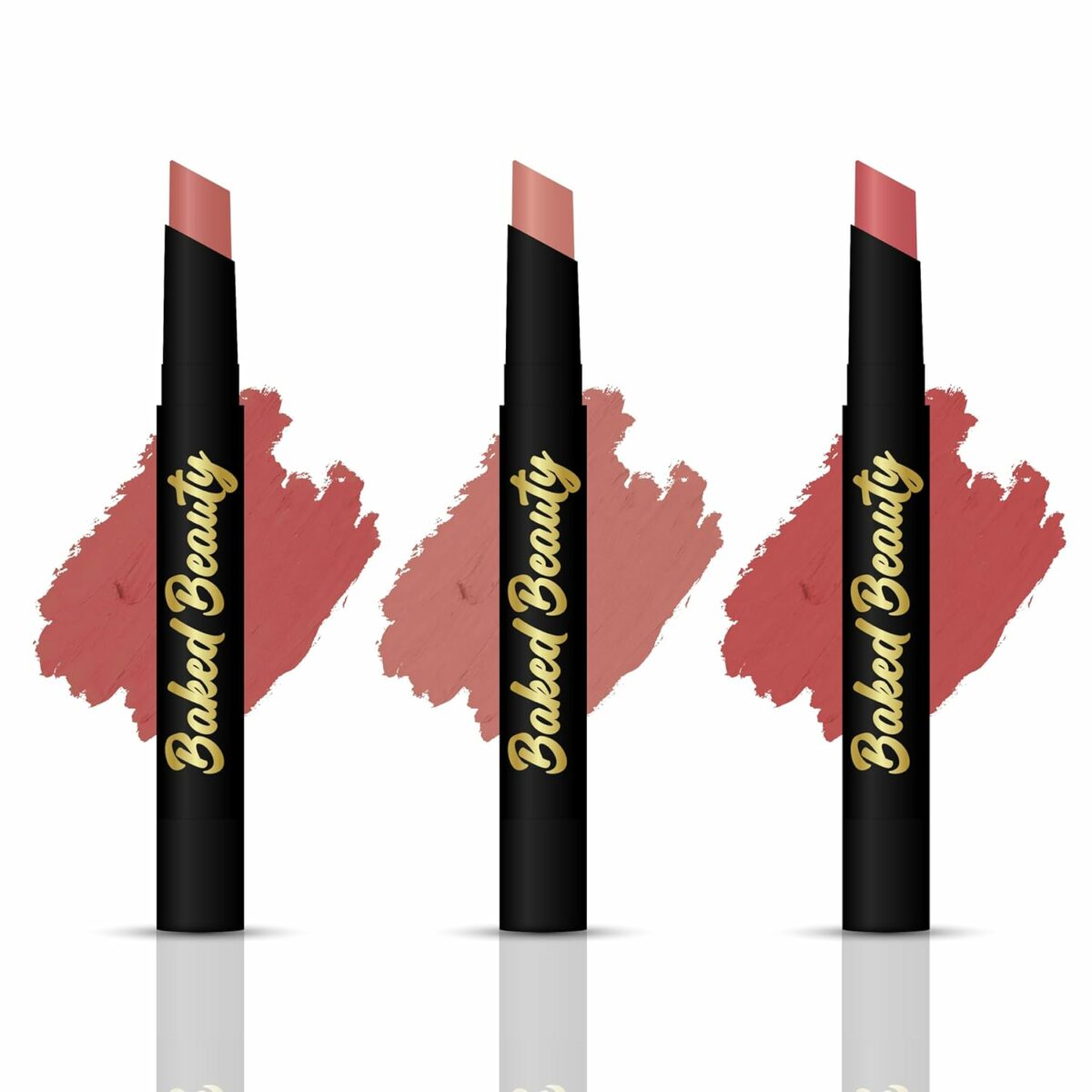 BAKED BEAUTY Lip Crayon Lipstick with Light Weight & Nourishing Formula, Mocha Talk, Set of 3, 2.5g each