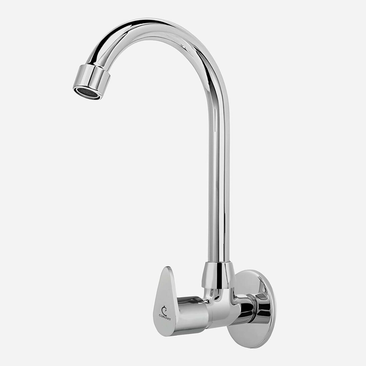 BATHBLISS Torrent Zinc Alloy Wall Mounted Kitchen Sink Tap | Swiwel Spout Tap with Wall Flange for Kitchen Sink - Single Handle Kitchen Sink Faucet, Chrome