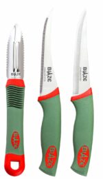 BLAZE Stainless Steel Kitchen Knife Set, 3-Piece, Green