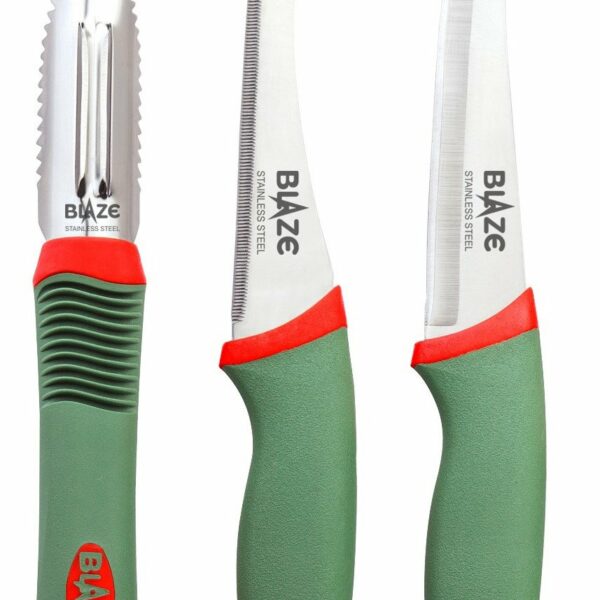 BLAZE Stainless Steel Kitchen Knife Set, 3-Piece, Green