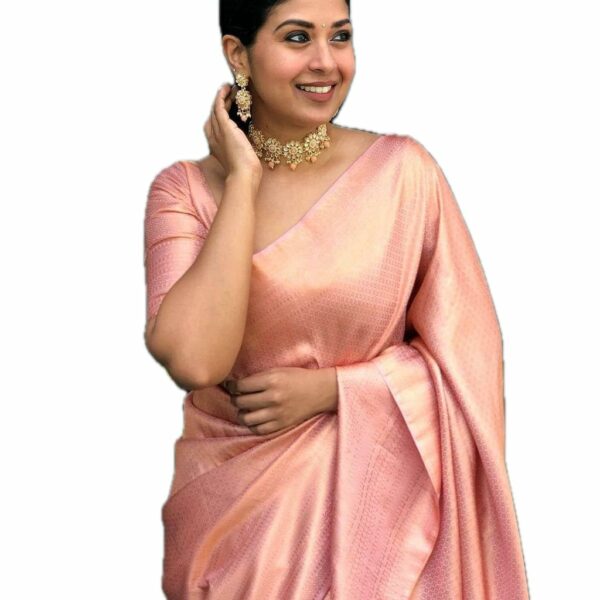 Beautiful Peach Colored Silk Designer Saree (G_ES_8228-Peach)