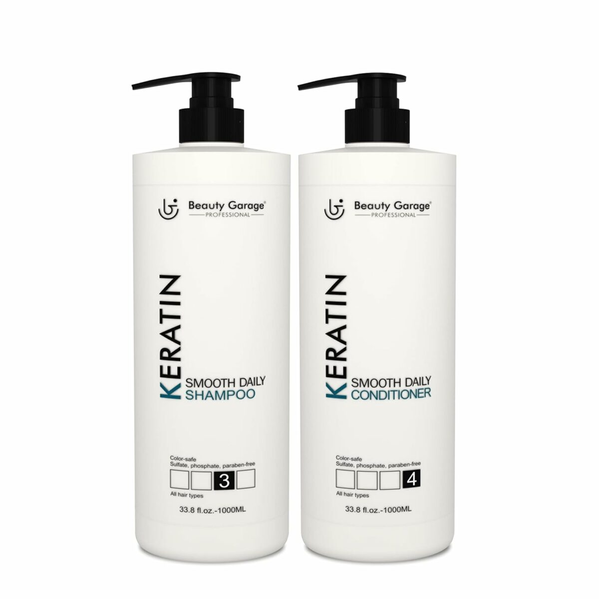 Beauty Garage Keratin Smooth Daily (Shampoo+Conditioner) 1000ml Pack