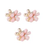 BellaStella Fashion 3 Piece Korean Style Flower Hair Mini Clutcher Hair Accessories for Girls and Women (White) (Pink)