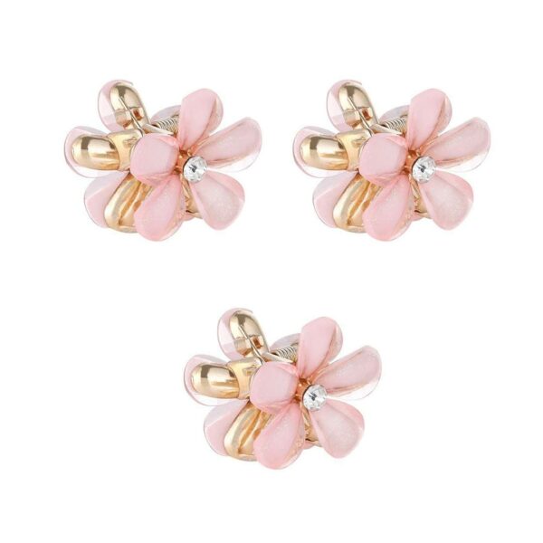 BellaStella Fashion 3 Piece Korean Style Flower Hair Mini Clutcher Hair Accessories for Girls and Women (White) (Pink)