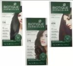 Biotique Bio Herbcolor 1N Natural Black, 50 g + 110 ml, Bio Herbcolor 3N Darkest Brown, 50 g + 110 ml and Bio Herbcolor 4N Brown, 50 g + 110 ml (Set of 3 Items)