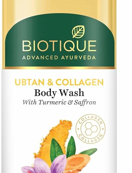 Biotique Ubtan & Collagen Body Wash with Goodness of Turmeric & Saffron for Unclogging Pores|Fresh and Radiant Skin|For Men & Women - 200ml