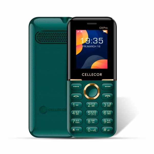 CELLECOR C9 PRO Dual Sim GSM Feature Phone with 1000 mAH Battery | Torch Light | Wireless FM |Auto Call Recording| (1.8" Display) (Green)