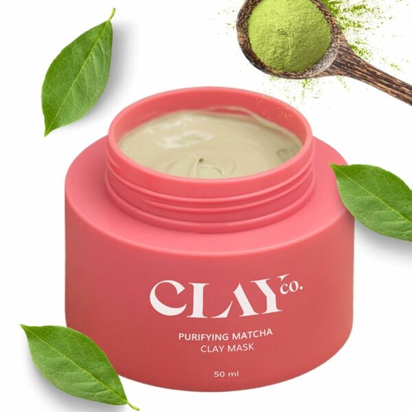 CLAYCO. Purifying Matcha Clay Face Mask 50 ml | Face Mask For Glowing Skin | Green Tea Mask Absorbs Excess Oil | Japanese Skincare Routine | Vegan