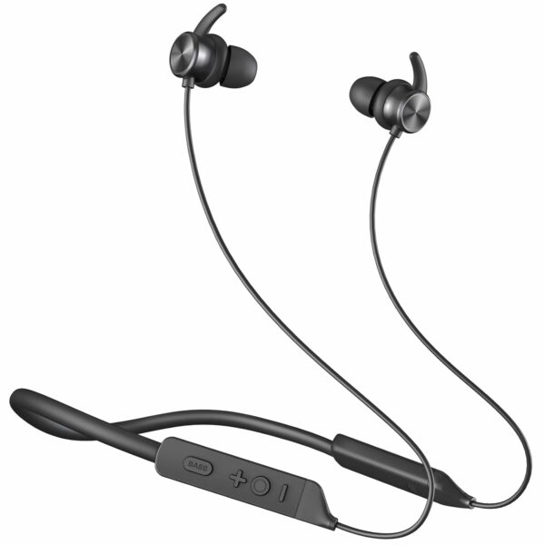 COSTAR Mateband Bluetooth Wireless Neckband - 24H Playtime, Dual Equalizer Bass Boost Drivers, 20 Mins Charge, Lightweight in Ear Earphones with Mic, Type C charging, IPX5 Sweatproof (Active Black)