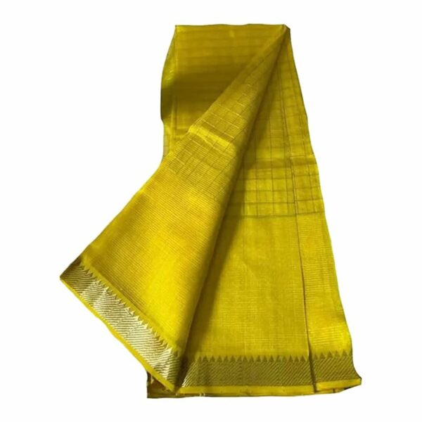 Craft Mania | Bhagalpuri Handloom Women�s Cotton Silk Check Saree With Designed Zari Border and Blouse Piece_Free Size_Color Variation