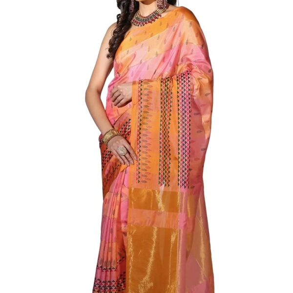 DHRUVI TRENDZ Women Jacquard Cotton Silk saree With Blouse Piece