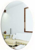 DMW Homes Self-Adhesive Plastic Mirror Flexible Oval Mirror Sticker | Non-Glass Large Stickers for Home| Frameless | Wall Sticker Mirrors |Move Lamination Before use, unframed, Silver