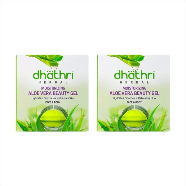 Dhathri Aloe Vera Beauty Gel with Rose and Peppermint | Aloe vera gel for Face | Hydrates skin | Revitalizes and Nourishes Skin | 100gm (Pack of 2)