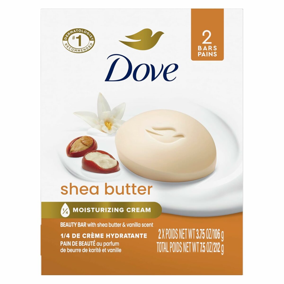 Dove Purely Pampering Shea Butter Beauty Bar, 4 oz, 2 Bar