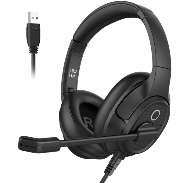 EH2 Black Headset with ENC, Over- Ear computer headphones for professional calling , call centre and Work from Home WFH