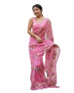 EKASYA Women Soft Organza Embroidery Saree E6187