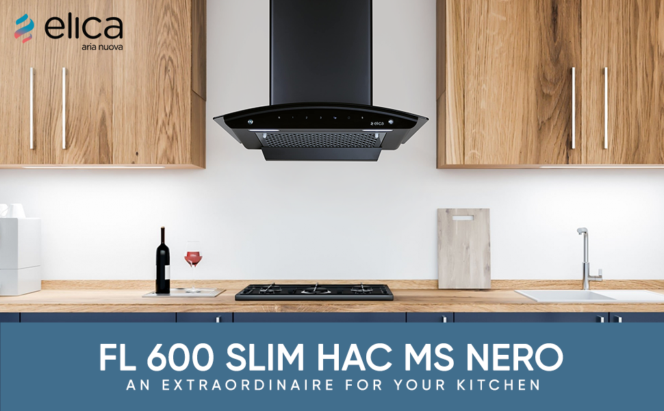 Elica FL Slim 600 HAC MS Nero Chimney