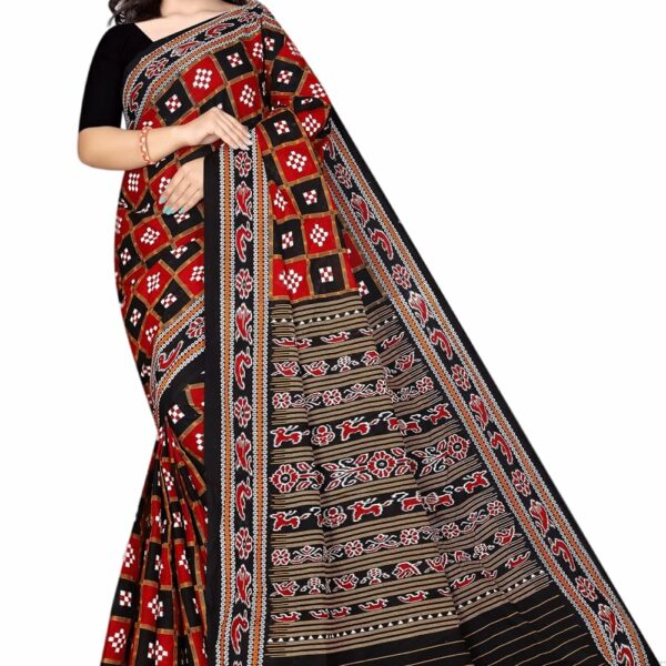 Ethnic Odisha Sambalpuri Cotton Saree Handloom Ikkat Bomkai Pasapali Pata Papa For Women, Multicolor