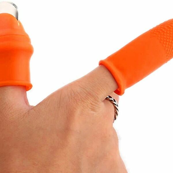 GETSOCIO Thumb Knife Finger Cutter Kitchen Knife Set for Kitchen use Home appliances Kitchen Garlic Peeler for Kitchen Finger Thumb Cutter (Pack of 1) - Orange, Silicone & Stainless Steel