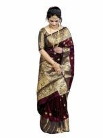 GORAL Women Banarasi Art Soft Litchi Silk Beautiful Jacqaurd Rich Pallu Design Work Saree With Unstiched Border Latest Pattern Blouse Piece.….