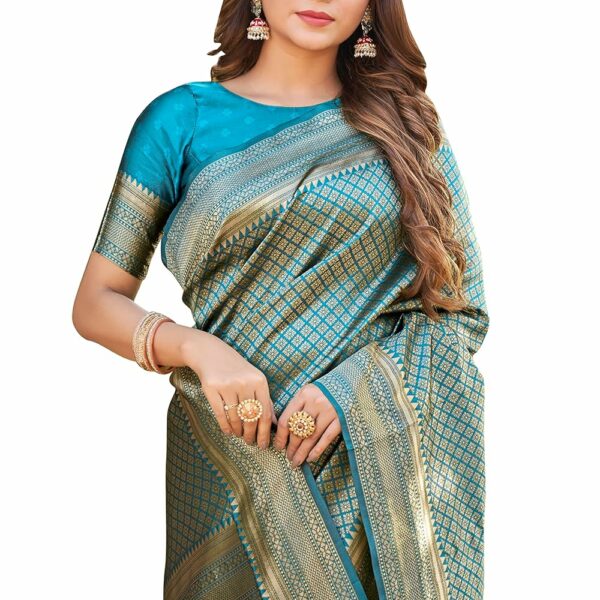 Glory Sarees Women’s Banarasi Silk Saree With Blouse Piece (Banarasi_Saree134_Parent)