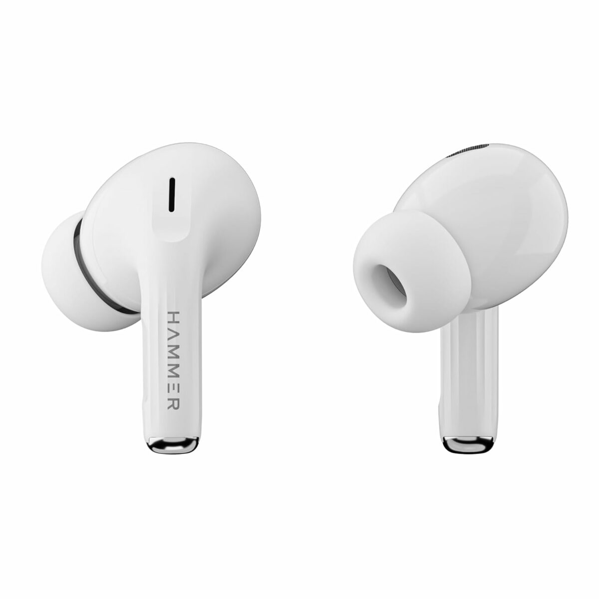 HAMMER Aeromax ANC (32dB) TWS, BTv5.4, Low Latency, in-Ear Bluetooth Earbuds with Clear ENC Calling, Quad Mics, Type-C,Touch Controls, Deep Bass, 30 Hrs Playtime (White)