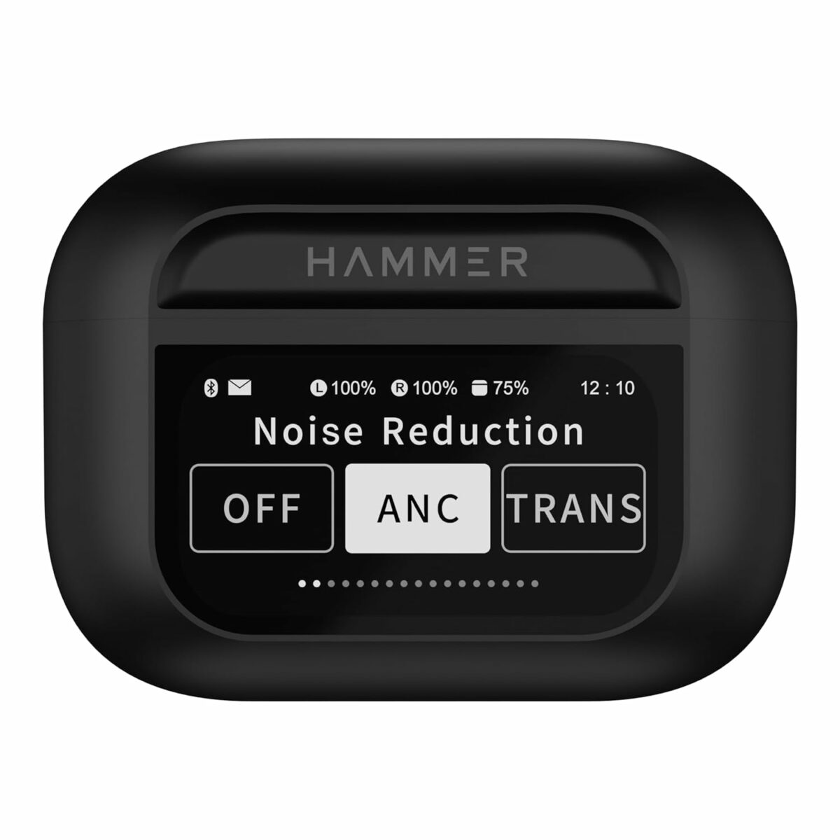 HAMMER Screen TWS, ANC (32dB), Smart Touch Display True Wireless Buds, Type-C Fast Charging, Bv5.4, Find My Earbuds, 4 Mics ENC for Clear Calling, Transparency Mode, EQ Mode (Black)