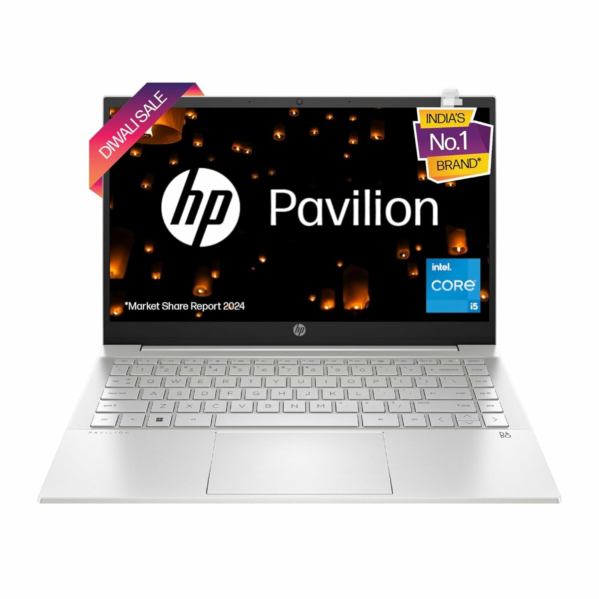 HP Pavilion 14 12th Gen Intel Core i5 8GB RAM/512GB SSD 14 inch(35.6cm) IPS Micro-Edge FHD Laptop/Intel Iris Xe Graphics/B&O/Win 11/Backlit KB/MSO 2021/Natural Silver, 14-dv2053TU