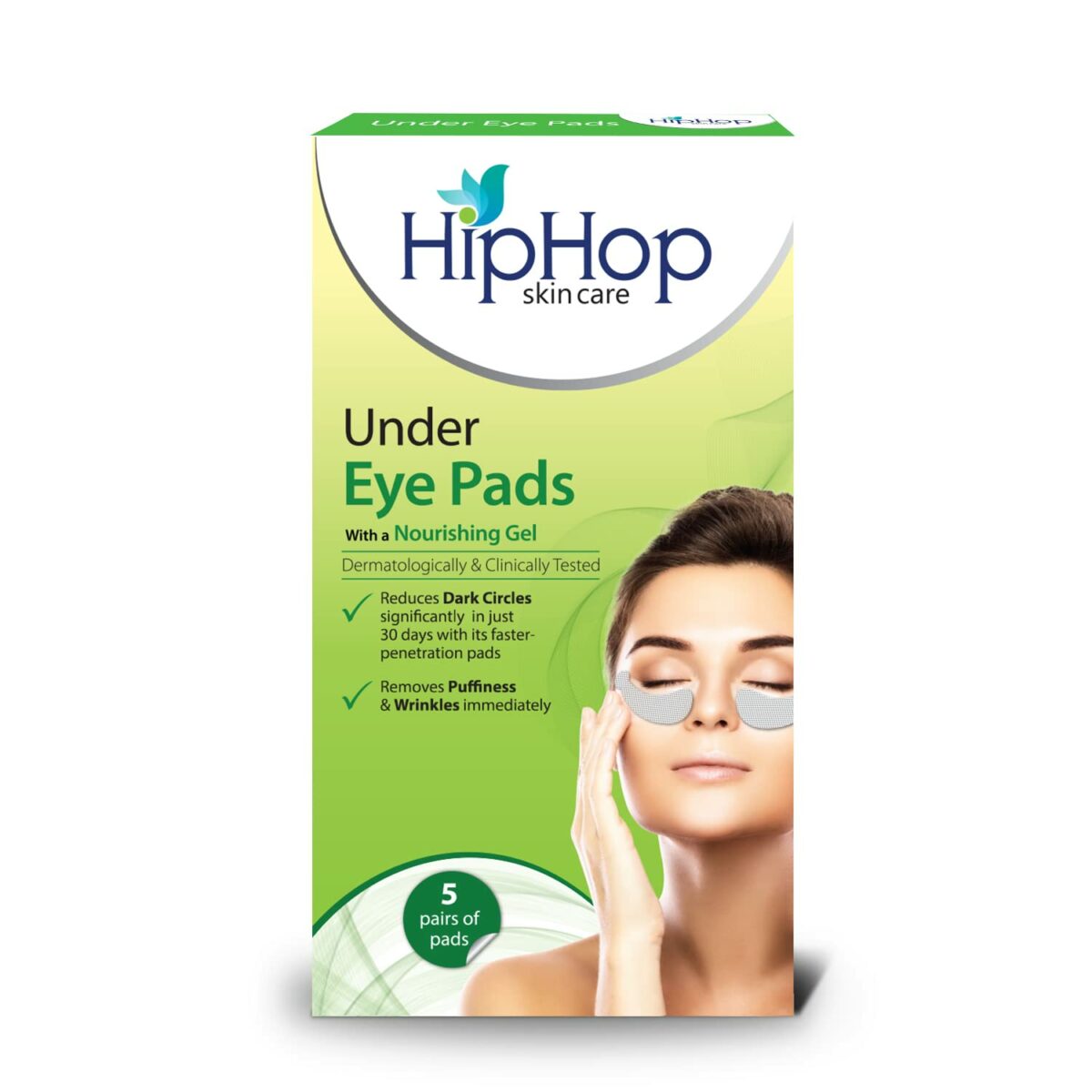 HipHop Under Eye Pads with Nourishing Gel, Lightens Dark Circles, Puffiness & Wrinkles with Aloe Vera Extracts for Men & Women- 5 pads