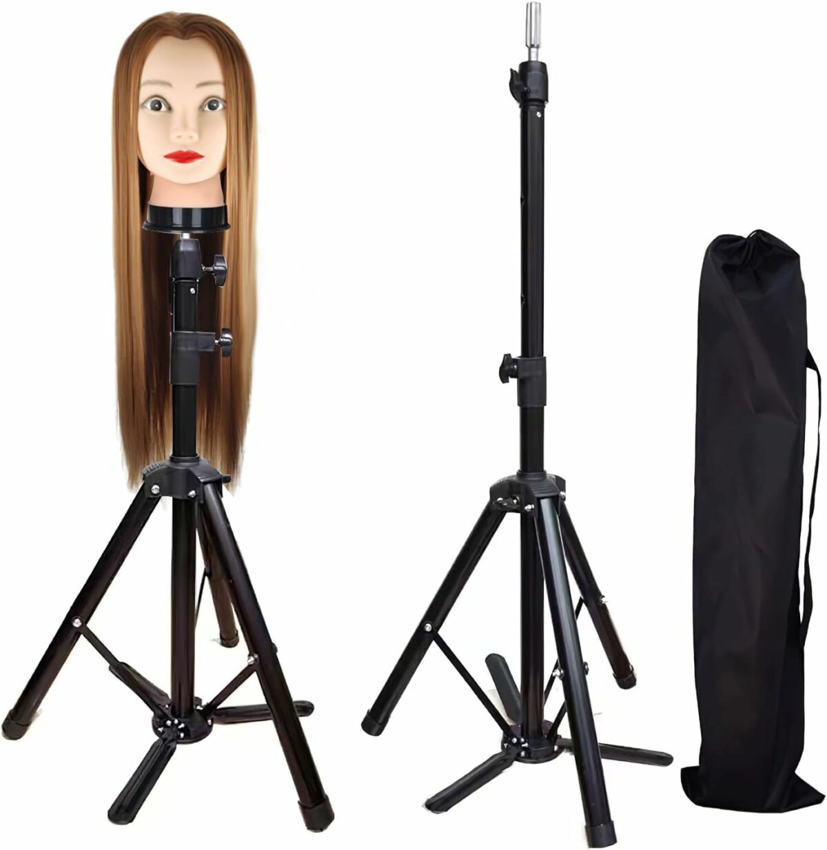 Hot Hairs Heavy Duty Adjustable Hair Dummy Wig Head Stand Holder for Cosmetology Hairdressing Training with Foot Pedal Manikin Head Stand