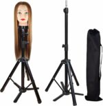 Hot Hairs Heavy Duty Adjustable Hair Dummy Wig Head Stand Holder for Cosmetology Hairdressing Training with Foot Pedal Manikin Head Stand