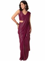 Indya Women's Woven Georgette Saree (ICO00572B_Purple)