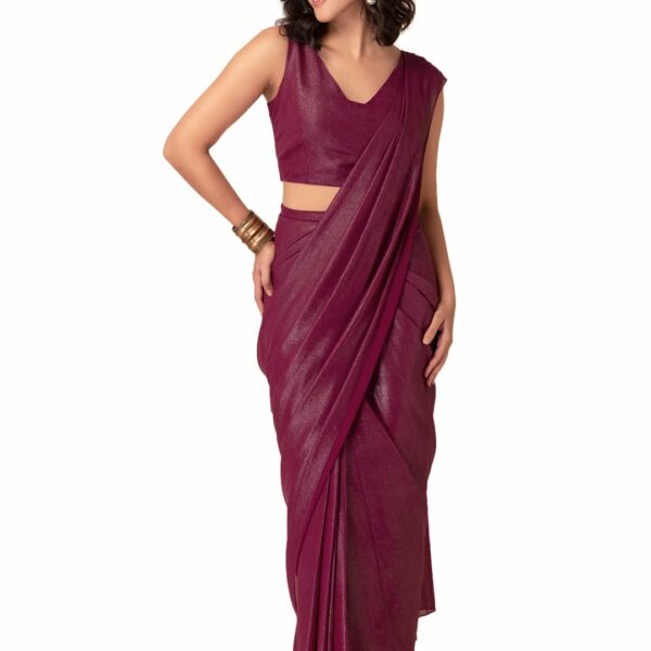 Indya Women's Woven Georgette Saree (ICO00572B_Purple)