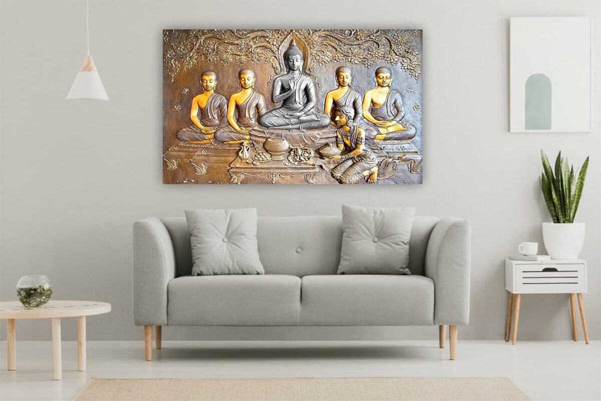 Infinity Interiors Lord Buddha 3D Wall Stickers, PVC Self Adhesive Vinyl Wall Poster for Living Room, Hall, Play Room, Bedroom, Kitchen, Office . (12x18 Inch.)