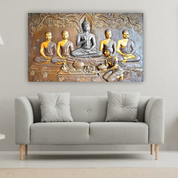 Infinity Interiors Lord Buddha 3D Wall Stickers, PVC Self Adhesive Vinyl Wall Poster for Living Room, Hall, Play Room, Bedroom, Kitchen, Office . (12x18 Inch.)